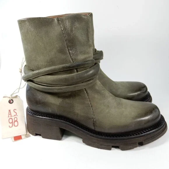 A.S.98 Linder Chunky Platform BOOTS Size 39 8.5 9 Green Leather NEW $399 - Picture 4 of 14